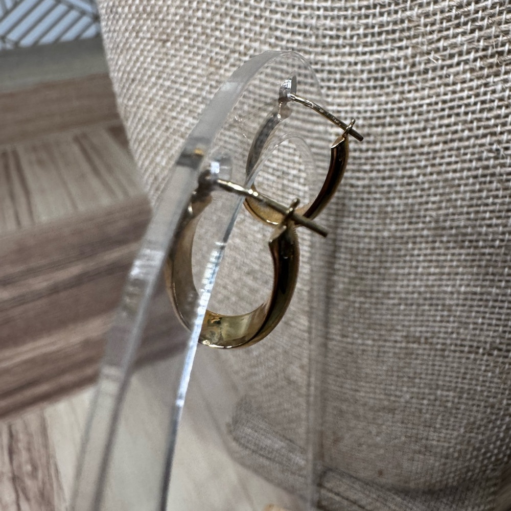Elegant Gold Oval Hoop Earrings - Picture 3 of 5